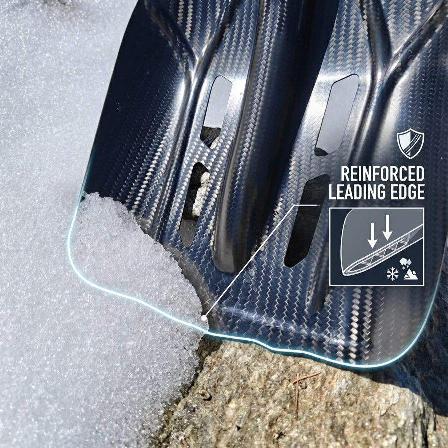 Toughened leading edge for hard avalanche debris