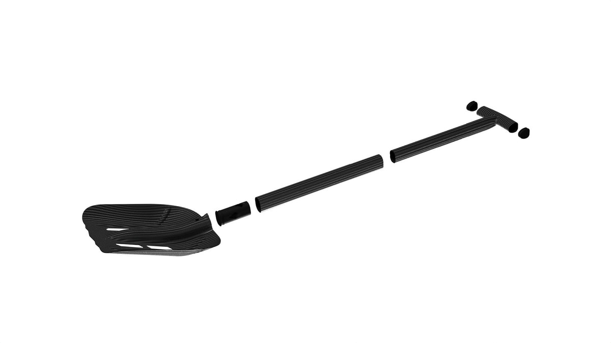 Exploded view of the LANK carbon avalanche shovel components